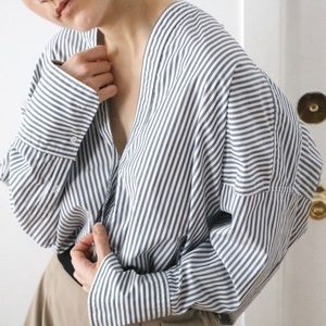 Nili Lotan grey striped Sabine shirt